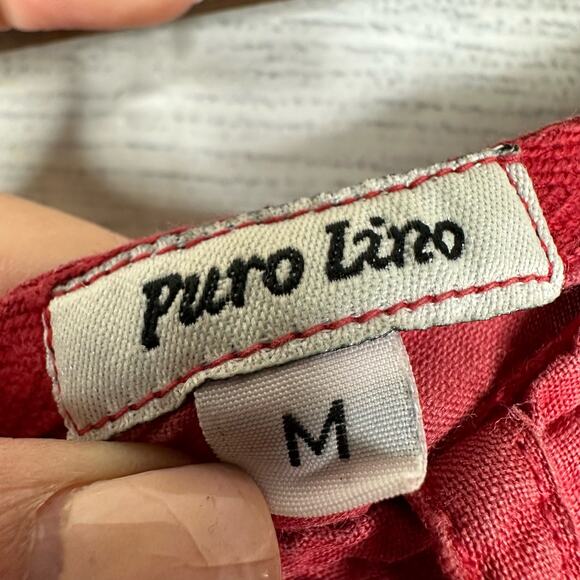 Puro Lino Womens Medium Linen Flax Skater Skirt Flaw Lagenlook Bohemian Pink - Picture 9 of 9